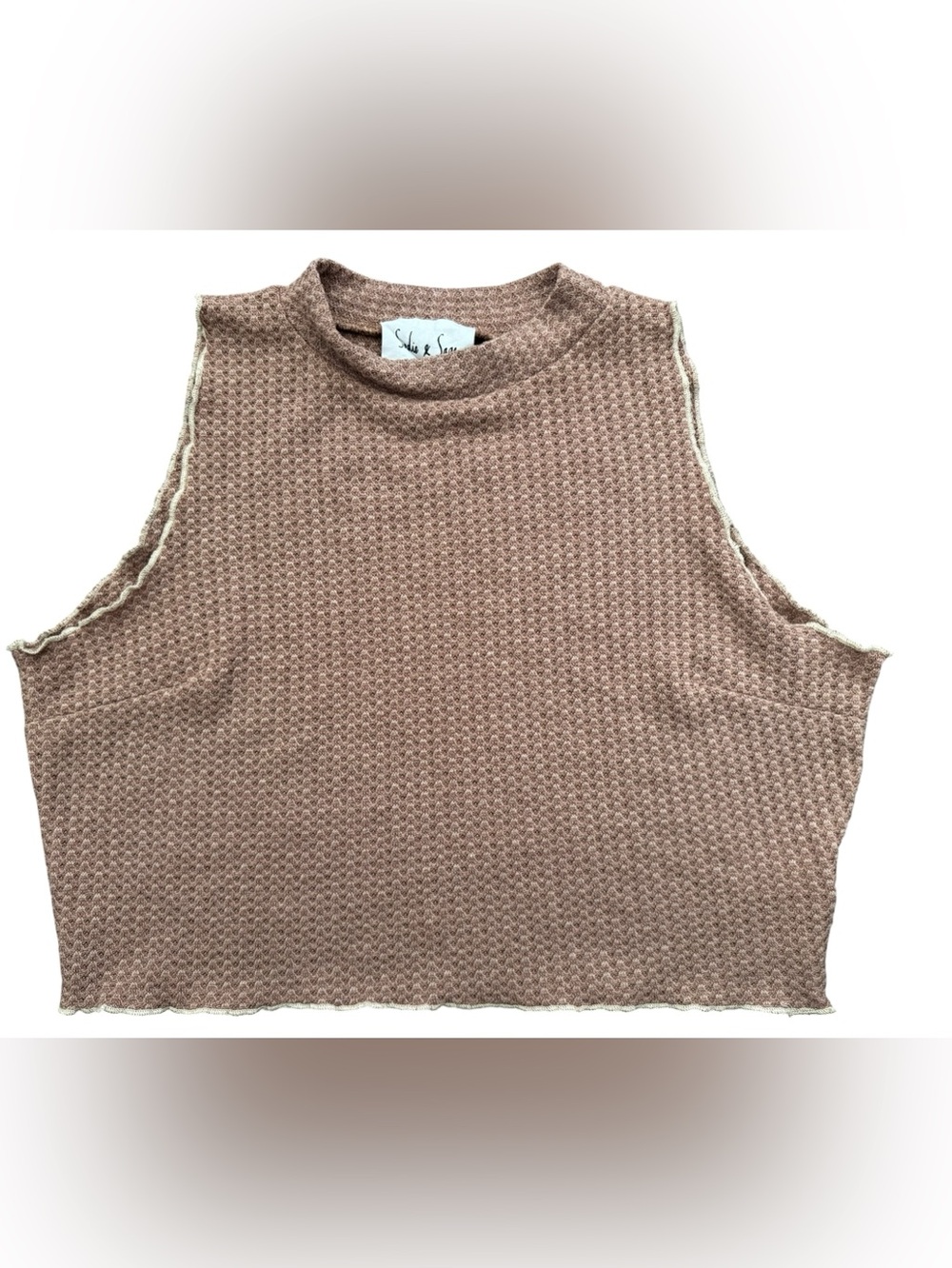Sadie and Sage waffle knit sleeveless crop top size Large